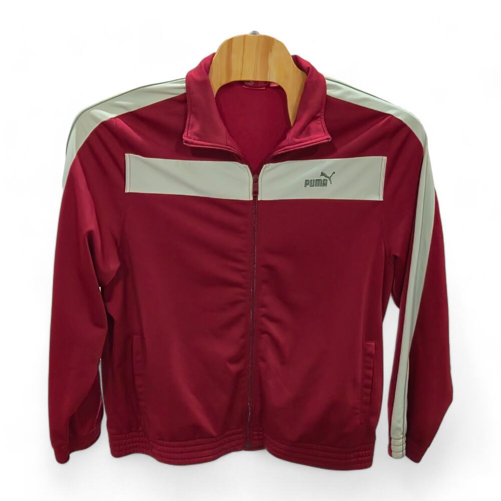 Womens Puma Warm Up Jacket - Maroon and White - XL - Preowned
